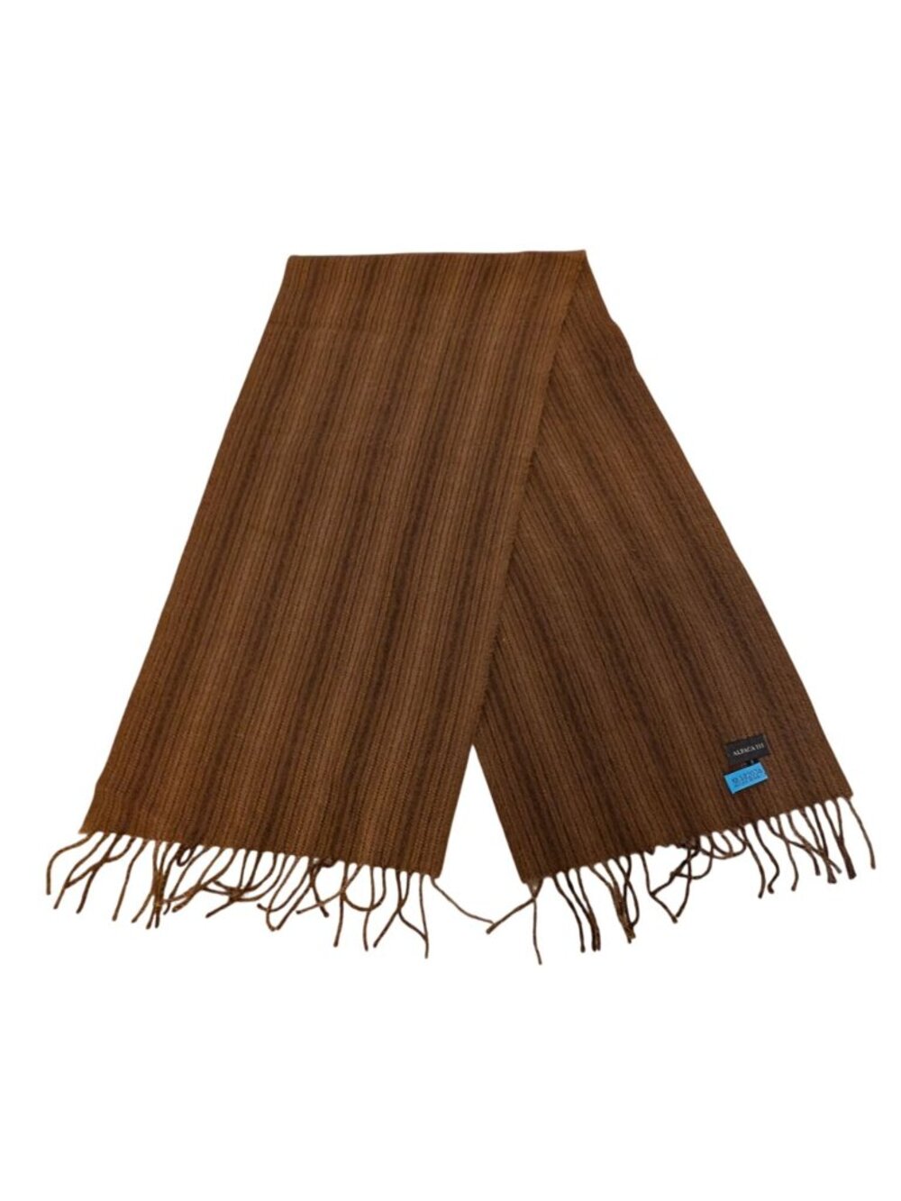 Alpaca 111 Brown Stripe Baby Alpaca Wool Striped Scarf With Fringe Luxurious & S - Picture 5 of 7